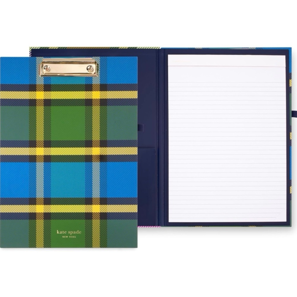 🆕 Kate Spade Grand Plaid Clipboard Folio